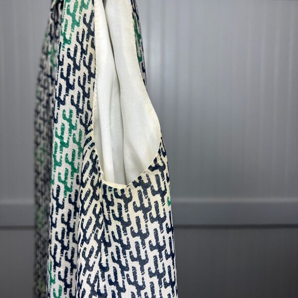 Sea New York Silk Sleeveless High Neck Cactus Print Dress Drawstring Waist Flaws - Picture 7 of 14